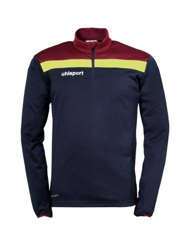 Uhlsport Offense 23 1/4 Zip Top - Marine, Bordeaux & Jaune Fluo