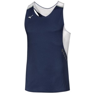 Mizuno Premium JPN Singlet - Marine & Blanc