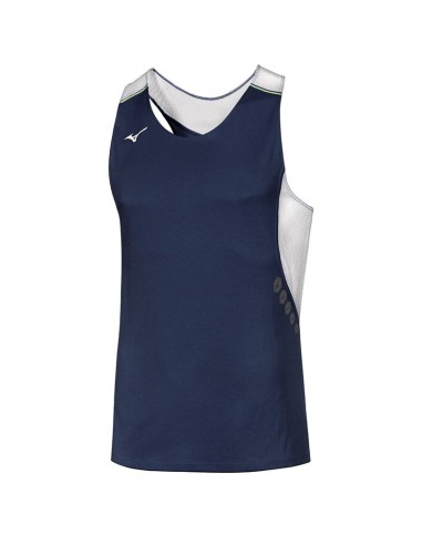 Mizuno Premium JPN Singlet - Marine & Blanc