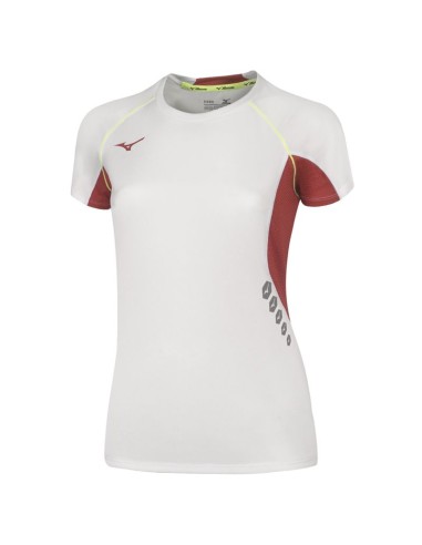 Mizuno Premium JPN Tee Femme - Blanc & Rouge