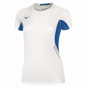 Mizuno Premium JPN Tee Femme - Blanc & Royal