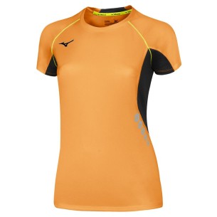Mizuno Premium JPN Tee Femme - Orange & Noir