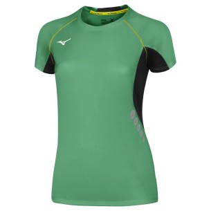 Mizuno Premium JPN Tee Femme - Vert & Noir