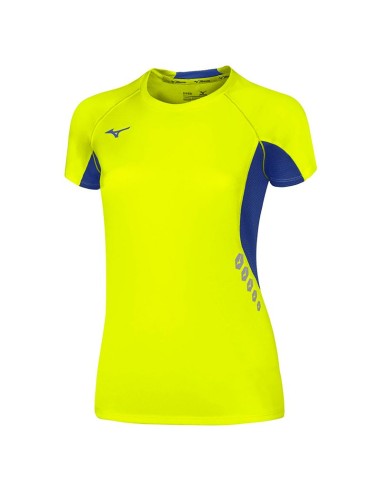 Mizuno Premium JPN Tee Femme - Jaune Fluo & Royal