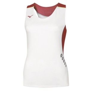 Mizuno Premium JPN Singlet Femme - Blanc & Rouge
