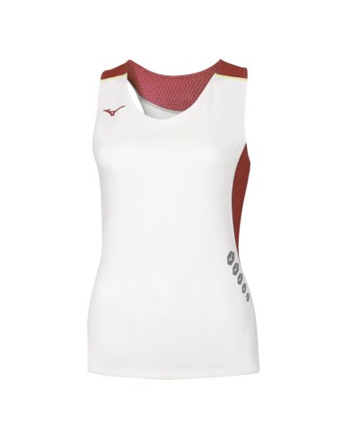 Mizuno Premium JPN Singlet Femme - Blanc & Rouge