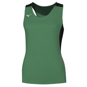Mizuno Premium JPN Singlet Femme - Vert & Noir