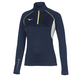 Mizuno Premium JPN Warmer Top Femme - Marine & Blanc