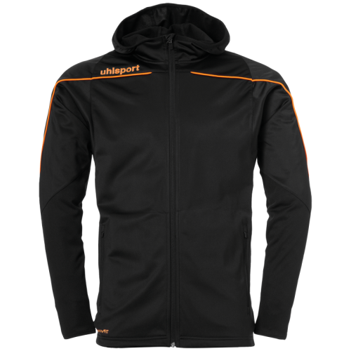 Uhlsport Stream 22 Track Hood Jacket - Noir & Orange Fluo