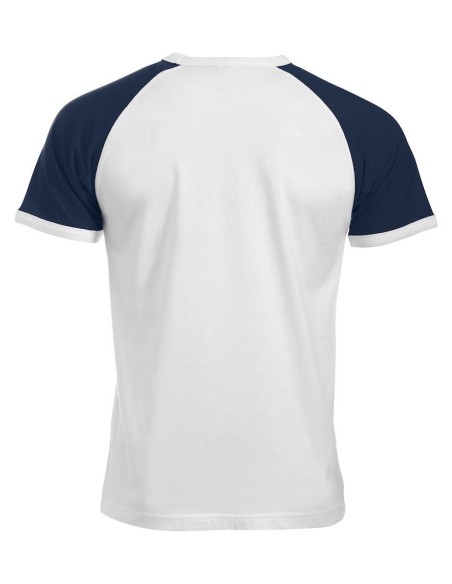 Raglan-T - Blanc & Marine
