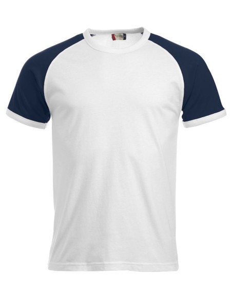 Raglan-T - Blanc & Marine