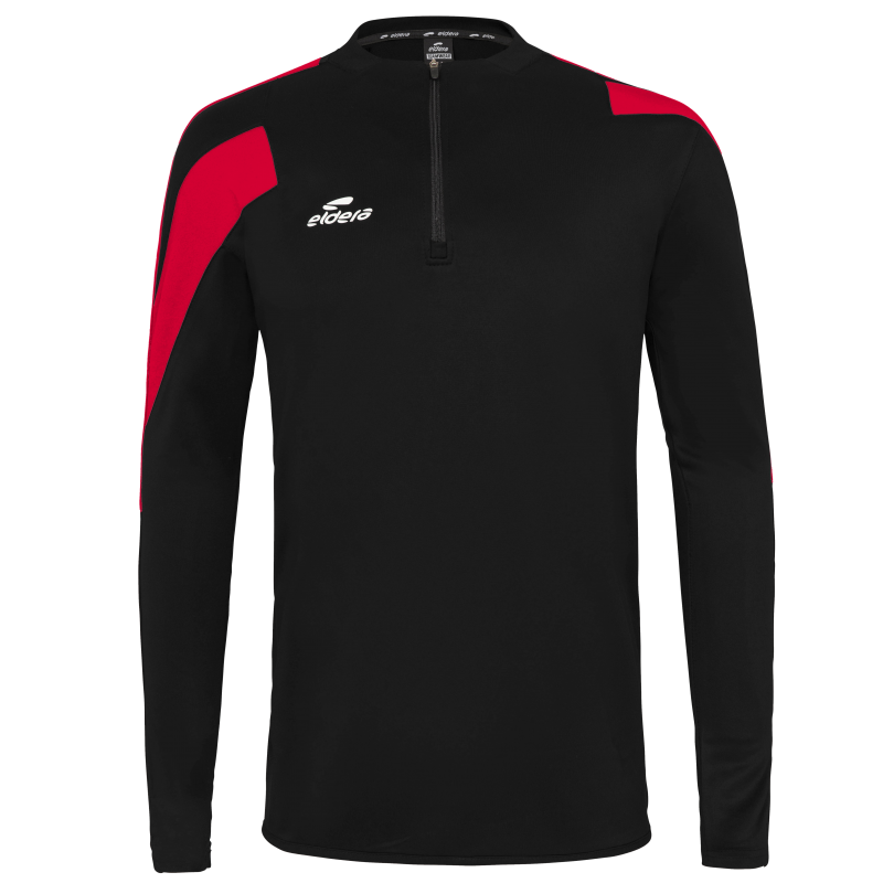 Eldera Sweat Col zippé ACTION - Noir et Rouge