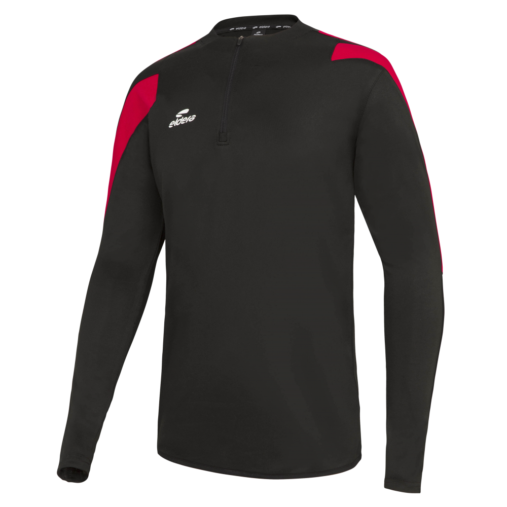 Eldera Sweat Col zippé ACTION - Noir et Rouge