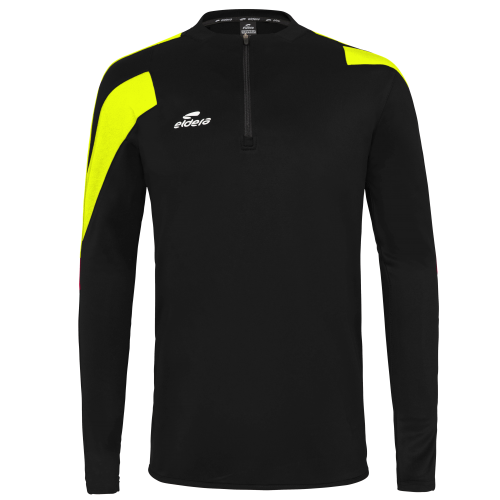 Eldera Sweat Col zippé ACTION - Noir et Jaune fluo