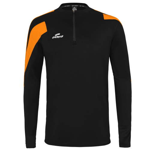 Eldera Sweat Col zippé ACTION - Noir et Orange fluo