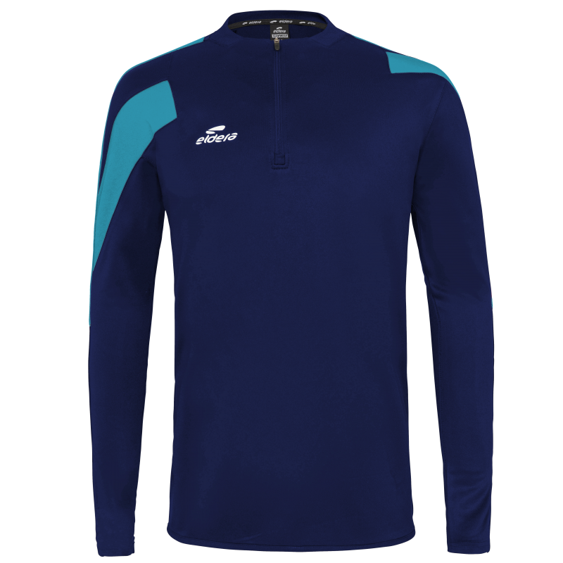 Eldera Sweat Col zippé ACTION - Marine et Turquoise