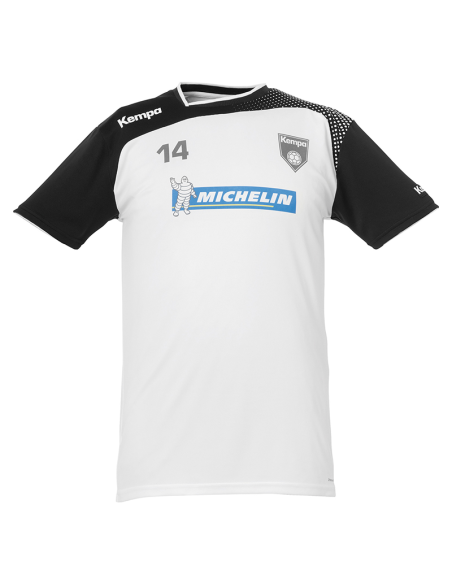 Kempa Emotion Shirt - Blanc & Noir - Exemple de marquage face