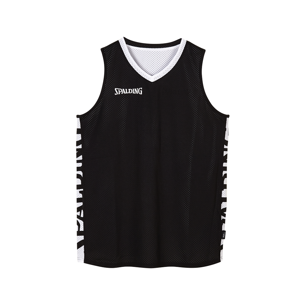 Spalding Basketball Essential Réversible Shirt Homme Maillot Noir Blanc 