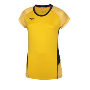 Mizuno Premium High-Kyu Tee - Femme - Jaune & Marine