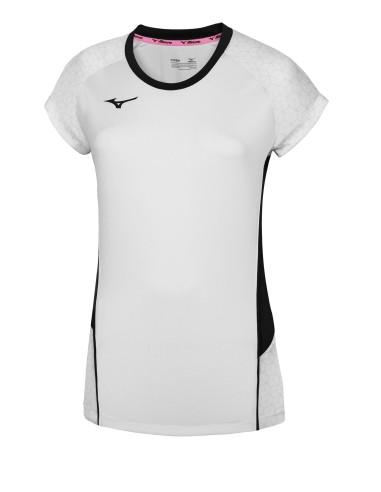 Mizuno Premium High-Kyu Tee - Femme - Blanc & Marine