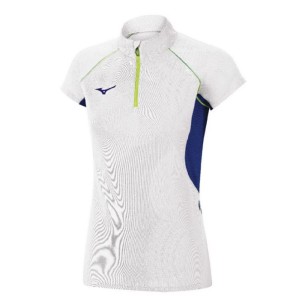 Mizuno Premium JPN H/Z Tee Femme - Blanc & Royal