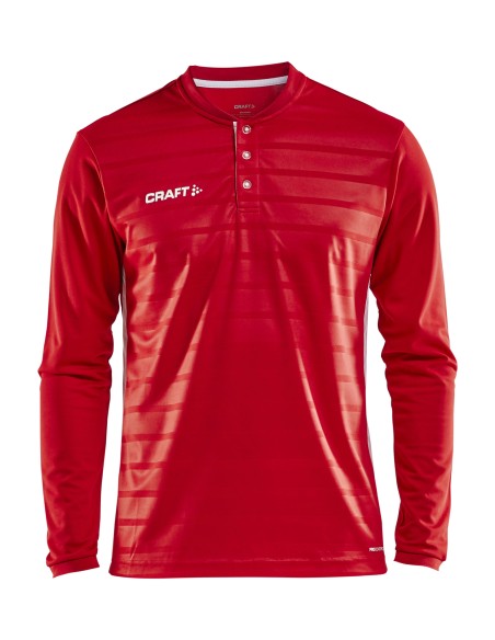 Craft Pro Control Button Jersey LS - Rouge & Blanc Craft Pro Control Button Jersey LS - Rouge & Blanc