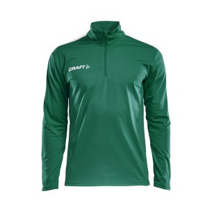 Craft Progress Halfzip Ls Tee - Vert & Blanc