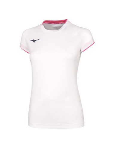 Mizuno Core Short Sleeve Tee - Femme - Blanc & Rose