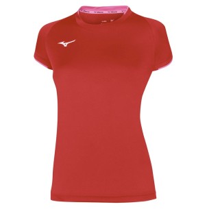Mizuno Core Short Sleeve Tee - Femme - Rouge & Rose